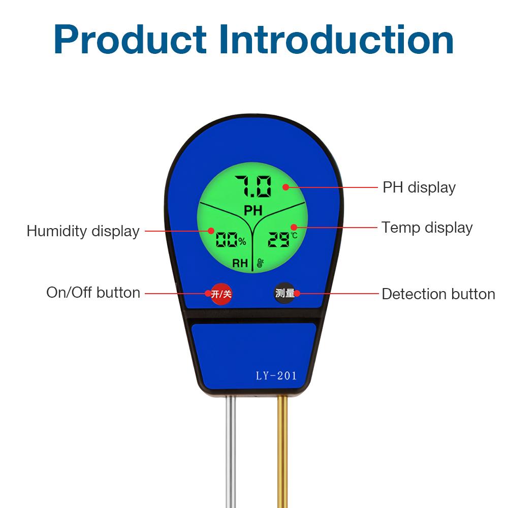 Handheld Soil Detector Multiple Soil PH/Temperature Humidity/Fertility Meter Soil Moisture Analyzer Gardening Planting Helper