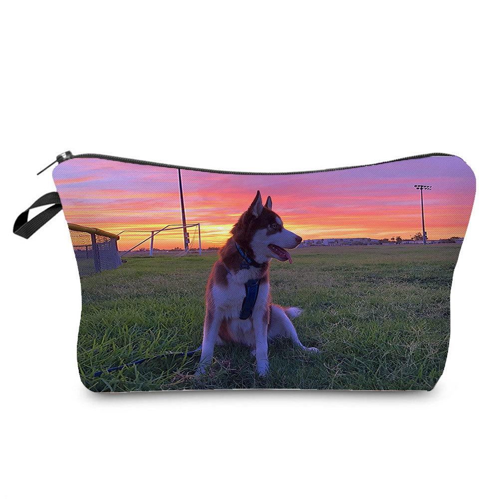 Women Dog Print Cosmetic Bag Toiletries Organize Travel Storage Case 6873