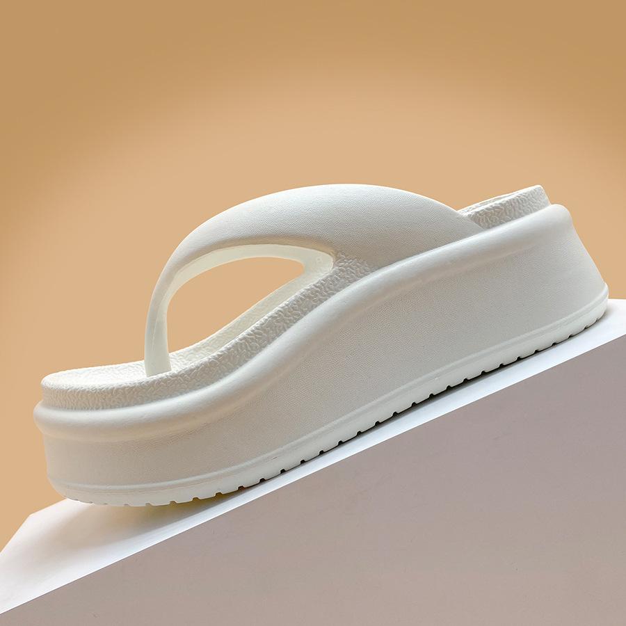 EVA thick bottom flip flops for women's summer height increasing slippers, fashionable outerwear, simple clip on sandals, and sponge heels