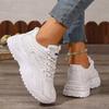 White Sneakers Women  New Leather Chunky Sneakers Women's Sports Shoes Thick Tennis Vulcanized Shoes Basket Platform Shoes