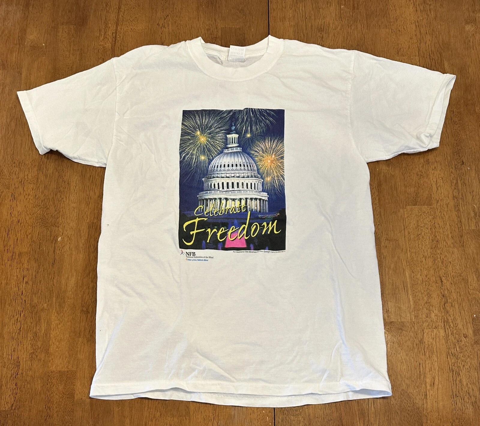 Vintage Celebrate Freedom USA Capitol T Shirt Medium Fireworks 2XL
