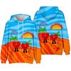 Beach Sunset Pullover Hoodie Unisex Smiling Red Heart Dolphin Palm Tree Front Back Print Bad Bunny Un Verano Sin Ti Streetwear Sweatshirt