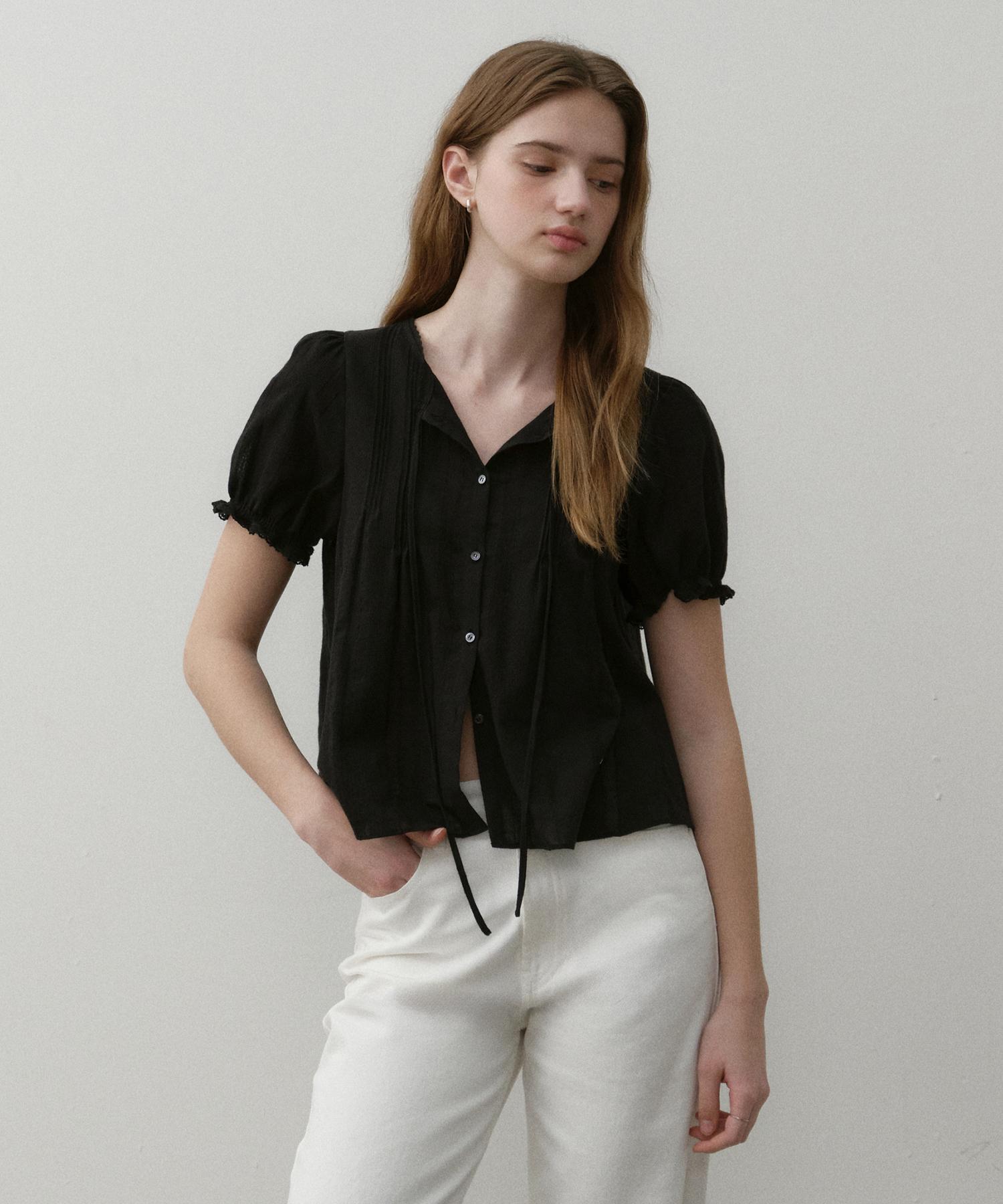 Ost Kaka Pintuck Lace Blouse Black M