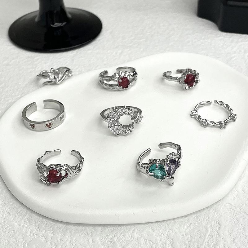 Design di Nicchia Senso dello Zircone Amore Vento Freddo Francese Personalità Irregolare Alto Senso Gemma Anello Aperto