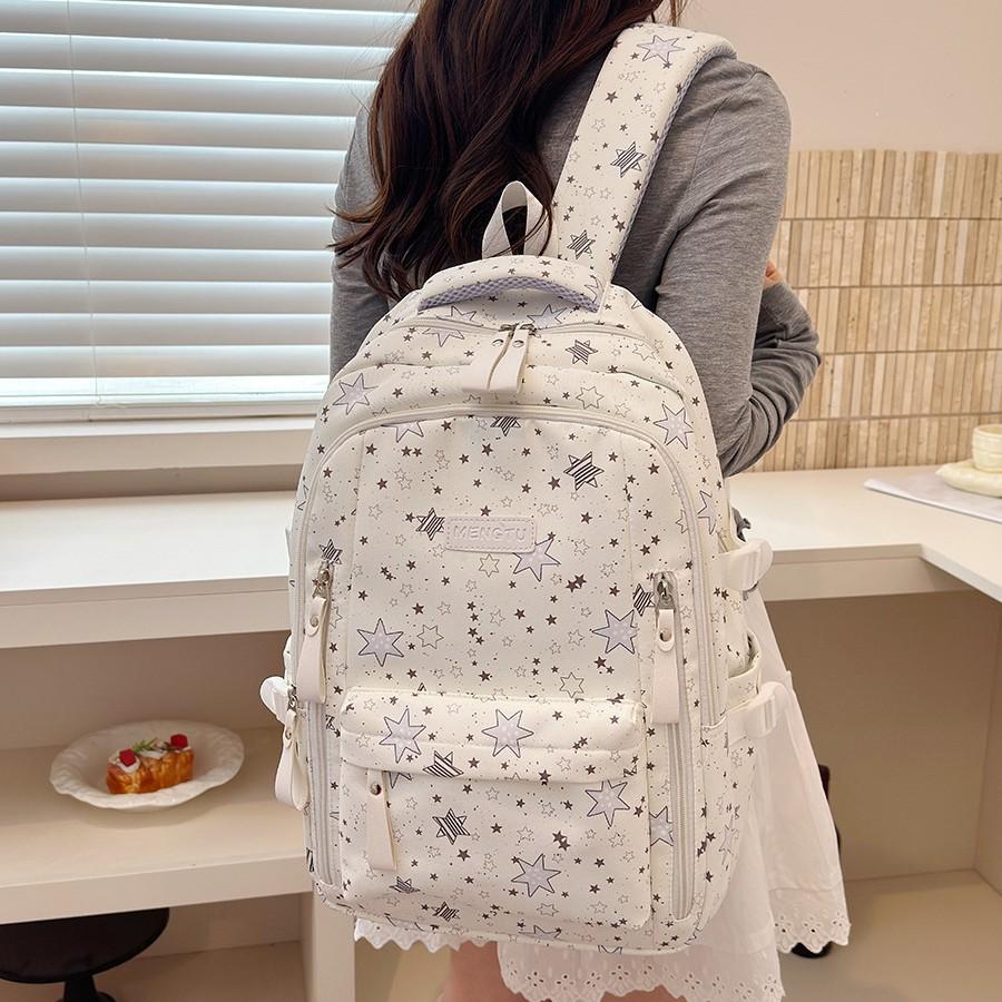 Schoolbag Korean Version of the New High-value Star Schoolbag for Girls, Junior High School, Lightweight Campus College Student Backpack, Sweet Girl