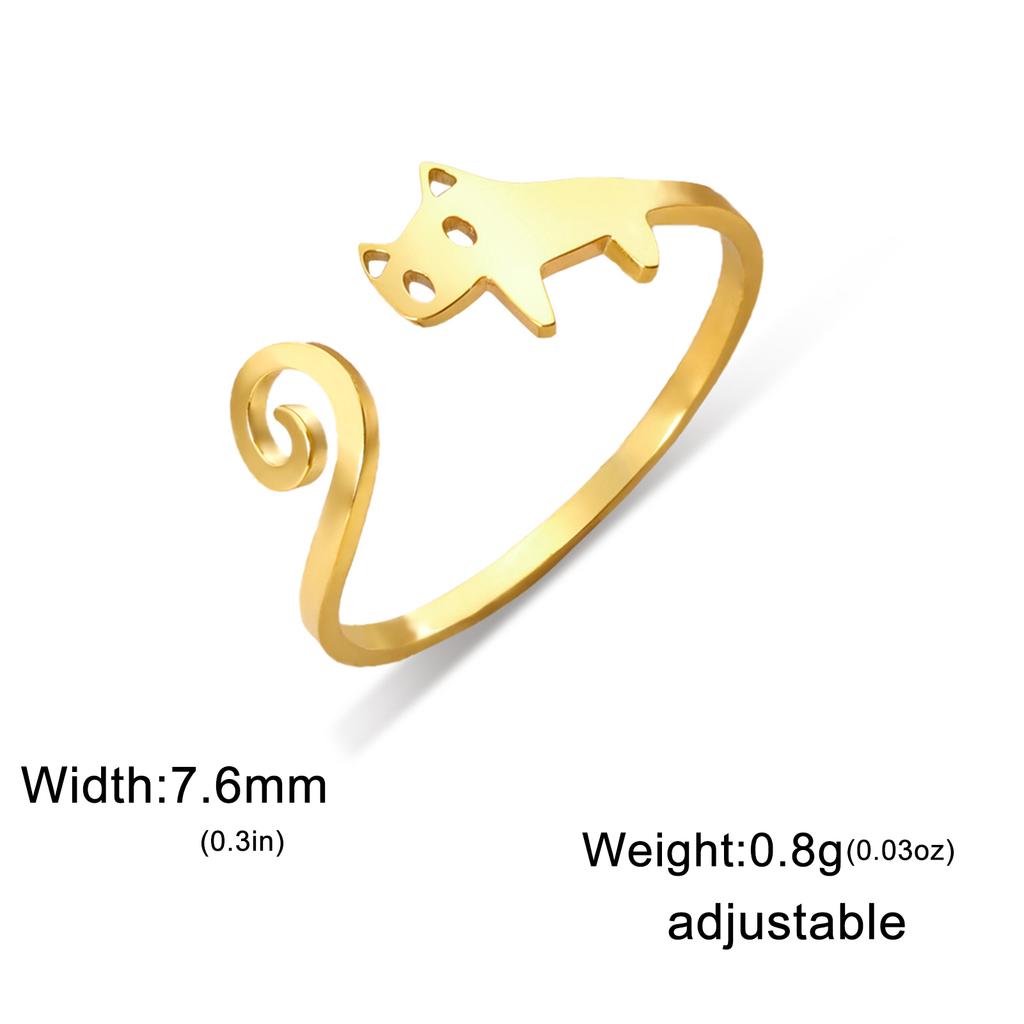Skyrim Cute Cat Open Ring Stainless Steel Kitten Enthusiast Pet Animal Adjustable Ring Women's Minimalist Ring Lover Gift