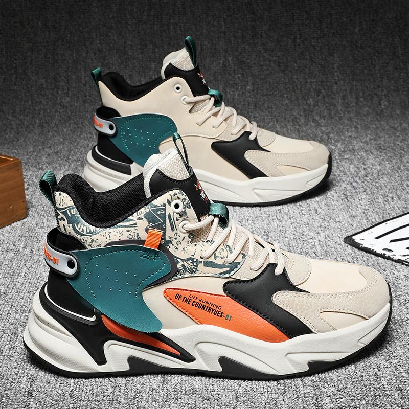

High-top men s shoes new winter versatile youth sports and leisure heightening dad ins shoes 44 хаки