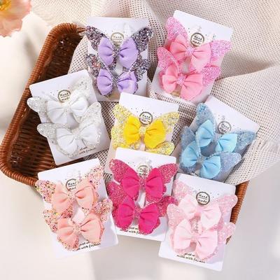 BABY SCHLEIFEN 2Stk/Set Glitzer Schmetterling Haarspangen für Frauen Mädchen Haarnadeln Kinder Niedliche Haarspangen Kinder Kopfschmuck Haarschmuck