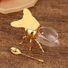 Elegant European-Style Gold Bee Sugar Bowl with Spoon – High-End Metal Craft Kitchen Jar