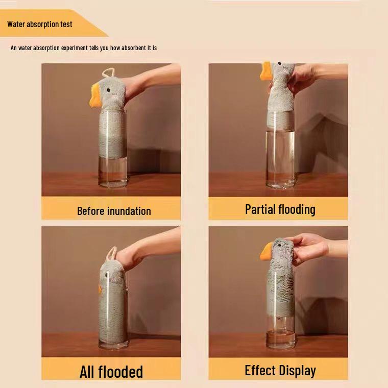 Coral Fleece Goose Cartoon Hand Towel - Absorbent & Thick for Bathroom, Kitchen