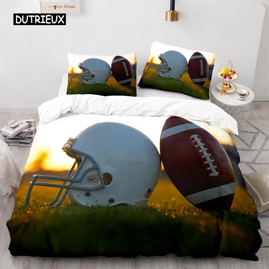 Football Duvet Cover for Boys Girls Burning Football Comforter Cover Microfiber Sports Games Theme Soft King Size Quilt Cover