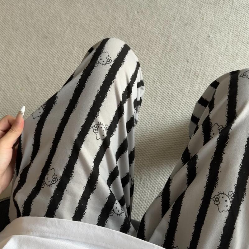 Women's Summer Pajama Pants - Loose, Long, Lapel Style for Home or Outdoor Wear