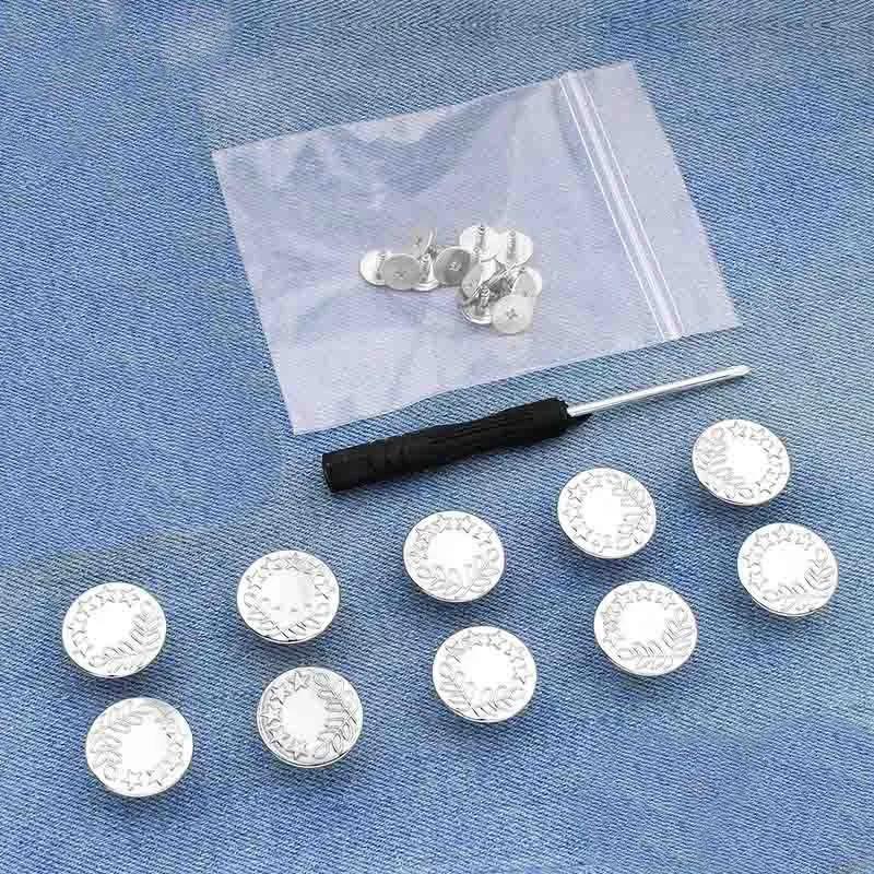 

10PCs metal buttons snaps screwdriver for clothes jeans retro free sewing adjustable detachable reusable decoration sewing tools