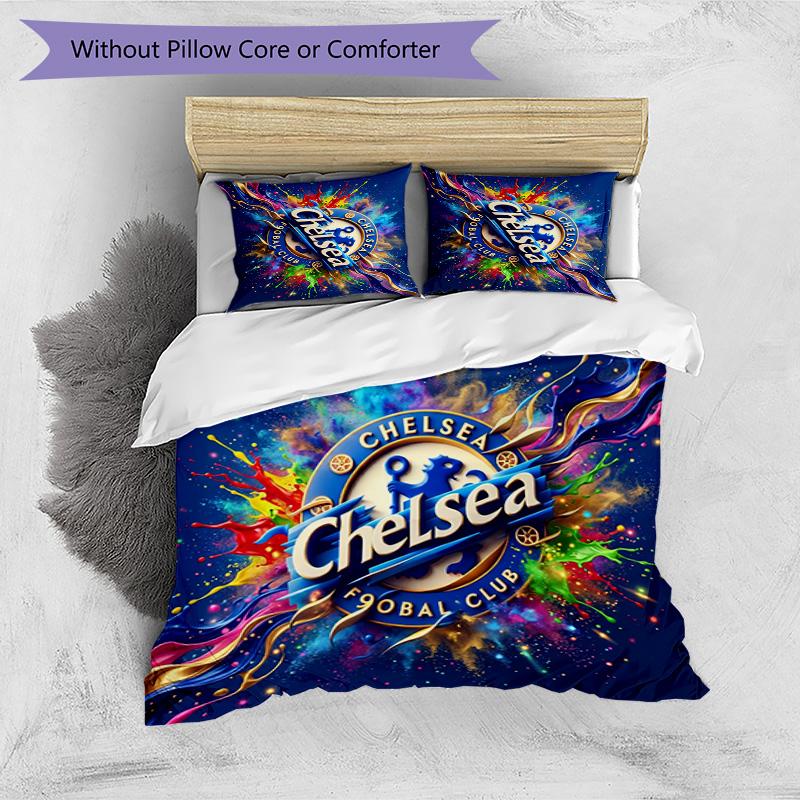 Set Lenzuola 3 Pezzi Stampato Chelsea FC Morbido Delicato sulla Pelle Lavabile Copripiumino e Federe Set Tutte le Stagioni Camera da Letto
