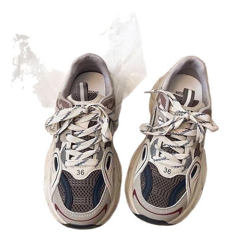Platform dad shoes women's spring 2025 new versatile retro heightening casual mesh breathable sneakers