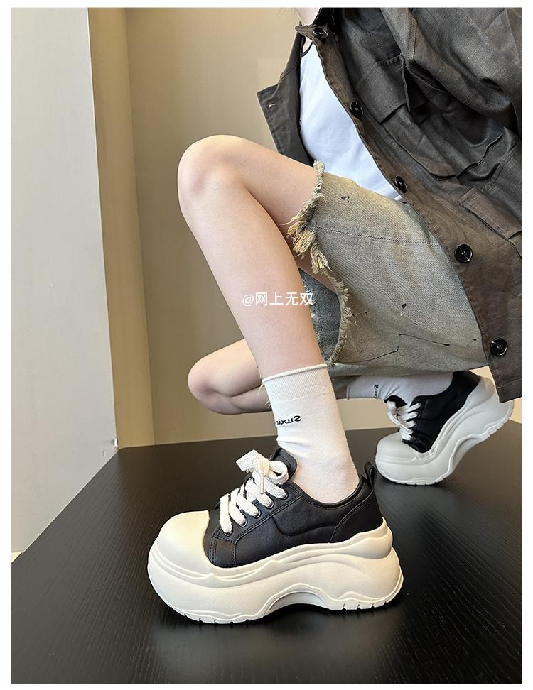 Fashion Autumn New Thick Sole Single Shoes Women Fashion Round Head Front Strap Thick Sole Anti-slip Wear-resistant Low-top Shoes