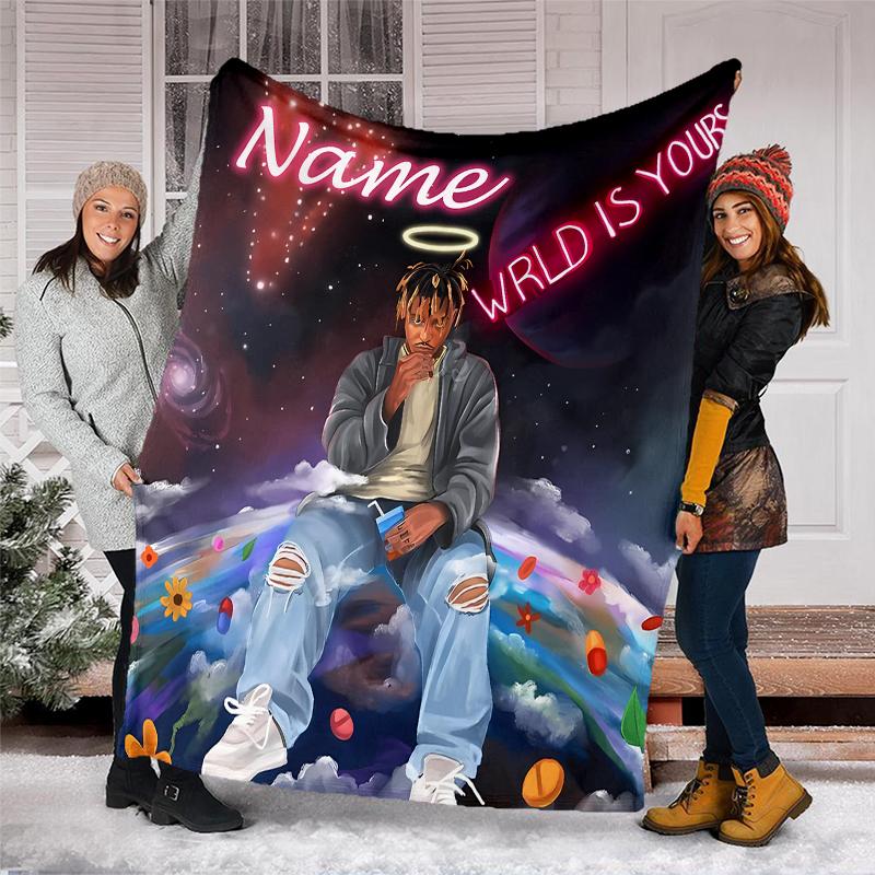 Personalized Custom Name Blanket - Juice WRLD Print Design,Blanket for Sofa,Bed,Travel,Camping - Soft and Warm, Great Gift