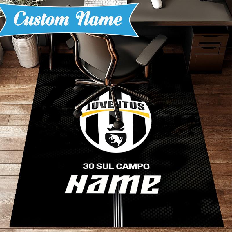 Custom Name Juventus Team Crest Rug Game Carpet, Floor Mat for Bedroom Living Room Entryway Rug, Home Decor Idea Gift for Christmas Birthday