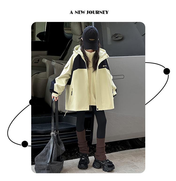 Girls' 3-in-1 Windbreaker Jacket: Autumn/Winter 2025, Large Child, Waterproof Outdoor Clothing