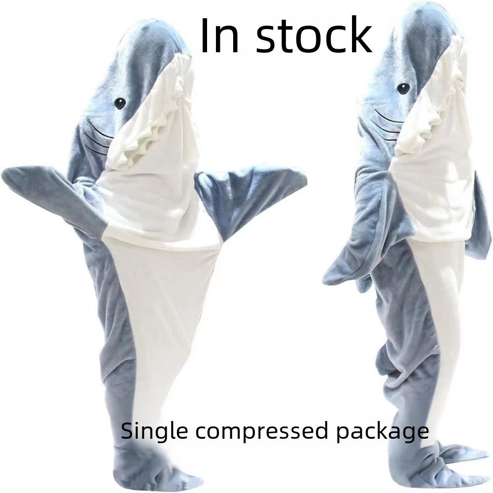 Adult Shark Hoodie Sleeping Bag - Flannel One-Piece Pajamas & Robe