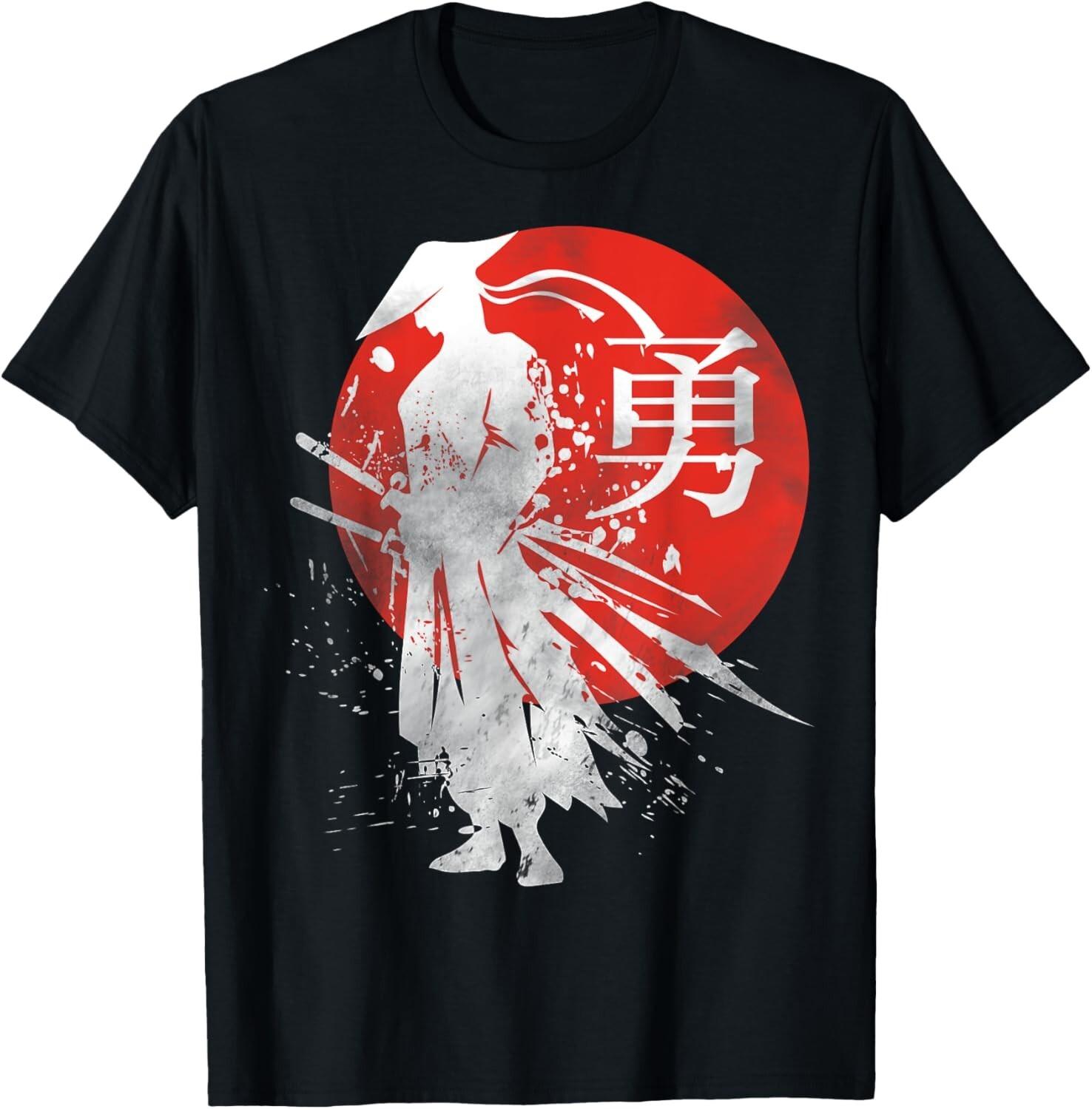 Japanese Samurai Warrior Retro Japan Calligraphy for Courage T-Shirt Unisex T-Shirt XXXL