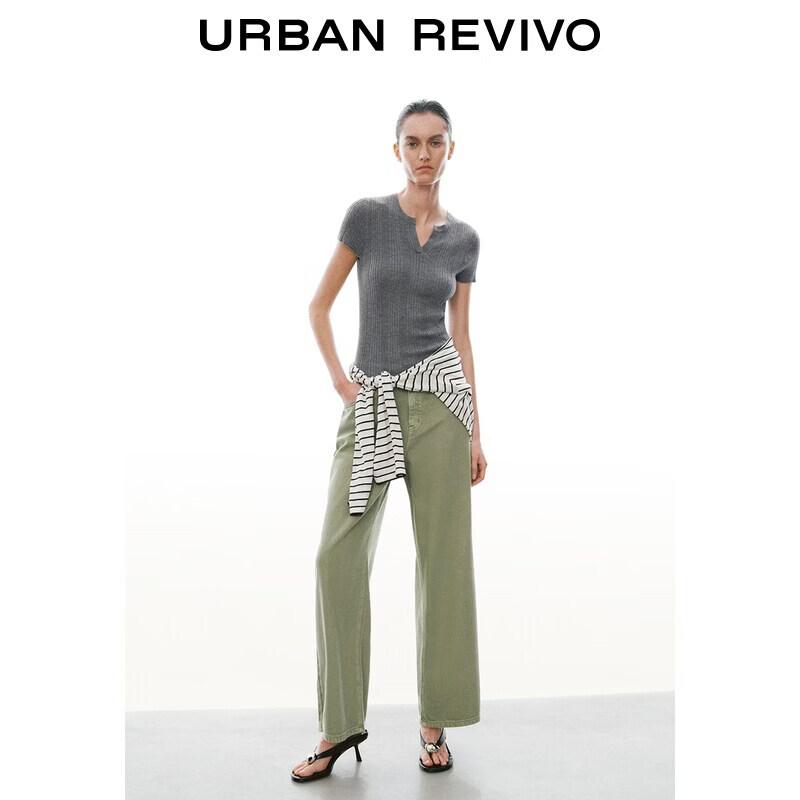 UR Textured Stripe Slim Fit Knit Top M холодный серый