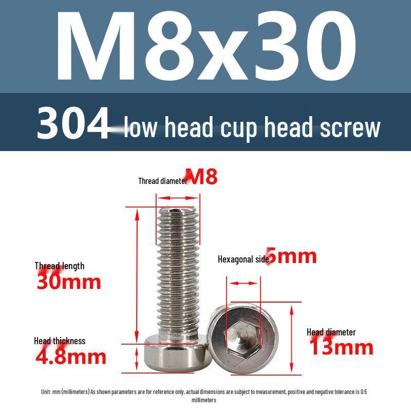 304 Edelstahl Flachkopf Innensechskant Maschinenschrauben M3-M10