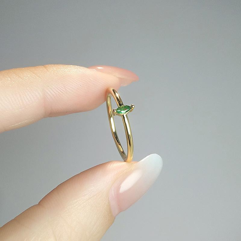 

Delicate Horse S Eye Rhombus Zircon Ring Women S Gold-Plated Greenstone Yardage Plain Ring Tail Ring No. 10