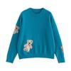 Chuyu Women's Bear Jacquard Loose-Fit Sweater