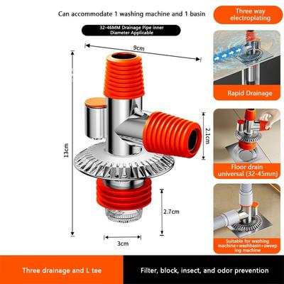 Conector Portabil Anti-miros pentru Scurgere Podea Adaptor Furtun Multifuncțional Multi-port Conector Scurgere Canalizare Universal