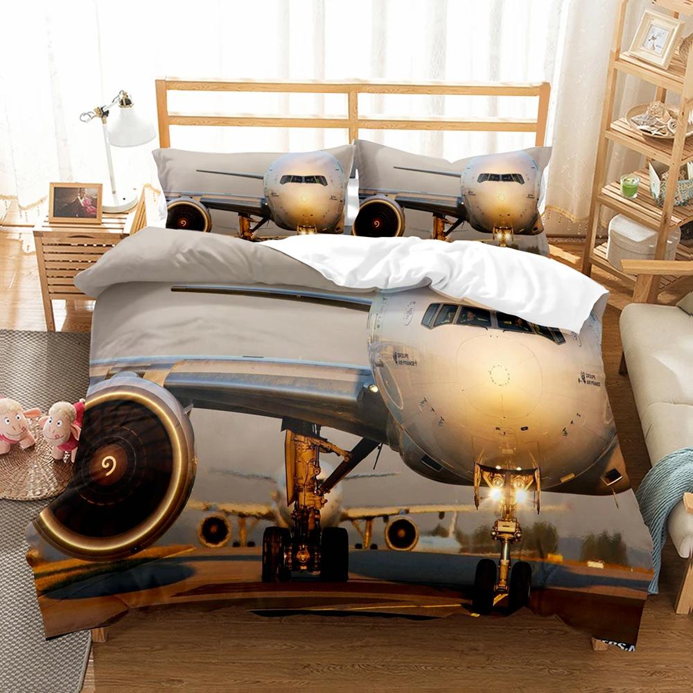 Airplane Blue Sky Printed 3D With Bed Linen Queen Size Bedding For Boys Kids Aircraft Duvet Cover Collection Planes Home Textile De Bedding
