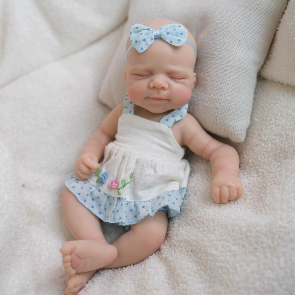 Solid Silicone Bebe Reborn Girl Doll Open Mouth & Washable18Inch Pascale Whole Body 3D Paint & Unpaint Skin Lifelike Newborn Doll