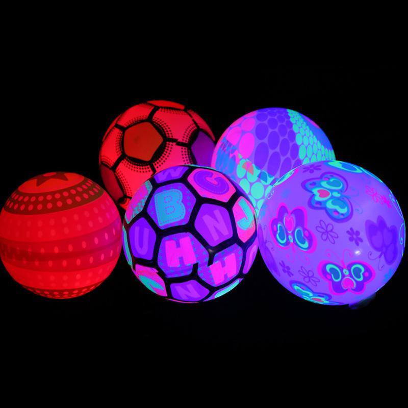 12pcs Kids Luminous Balls Inflatable Bouncy Soft Fitness Educational Flashing Balls for Outdoor