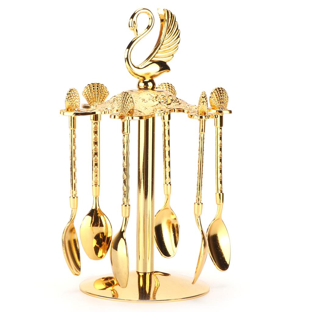 6 szt. Łyżeczka do kawy Kreatywna Złota Europejska Metalowa Łyżeczka do Deseru do Mieszania, Fotografowania, na Przyjęcie, do Lodów, Kawy