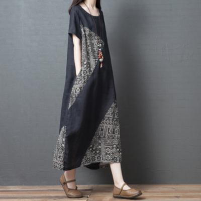Summer Loose Women's Short Sleeved Round Neck Dress
