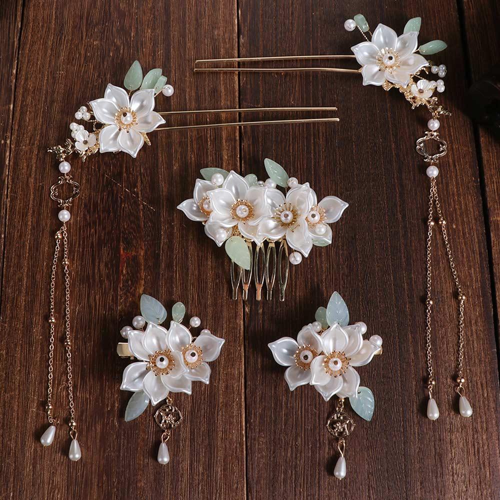 Zinc Zinc Alloy Bridal Headwear Light Colors Earrings Hairpin Set  Wedding Photos