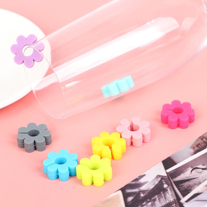 8Pcs Wine Glass Charm Silicone Solid Color Flower Drink Tag Identification Label