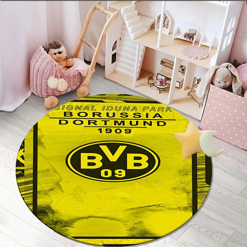 1 buc. covor rotund Design Minge de Fotbal Bvb Covor Rotund pentru Zonă Imprimat, Covor pentru Casă Birou, Covor Rotund pentru Scaun, Covor Decorativ Cadouri pentru Fani Cadou de Crăciun