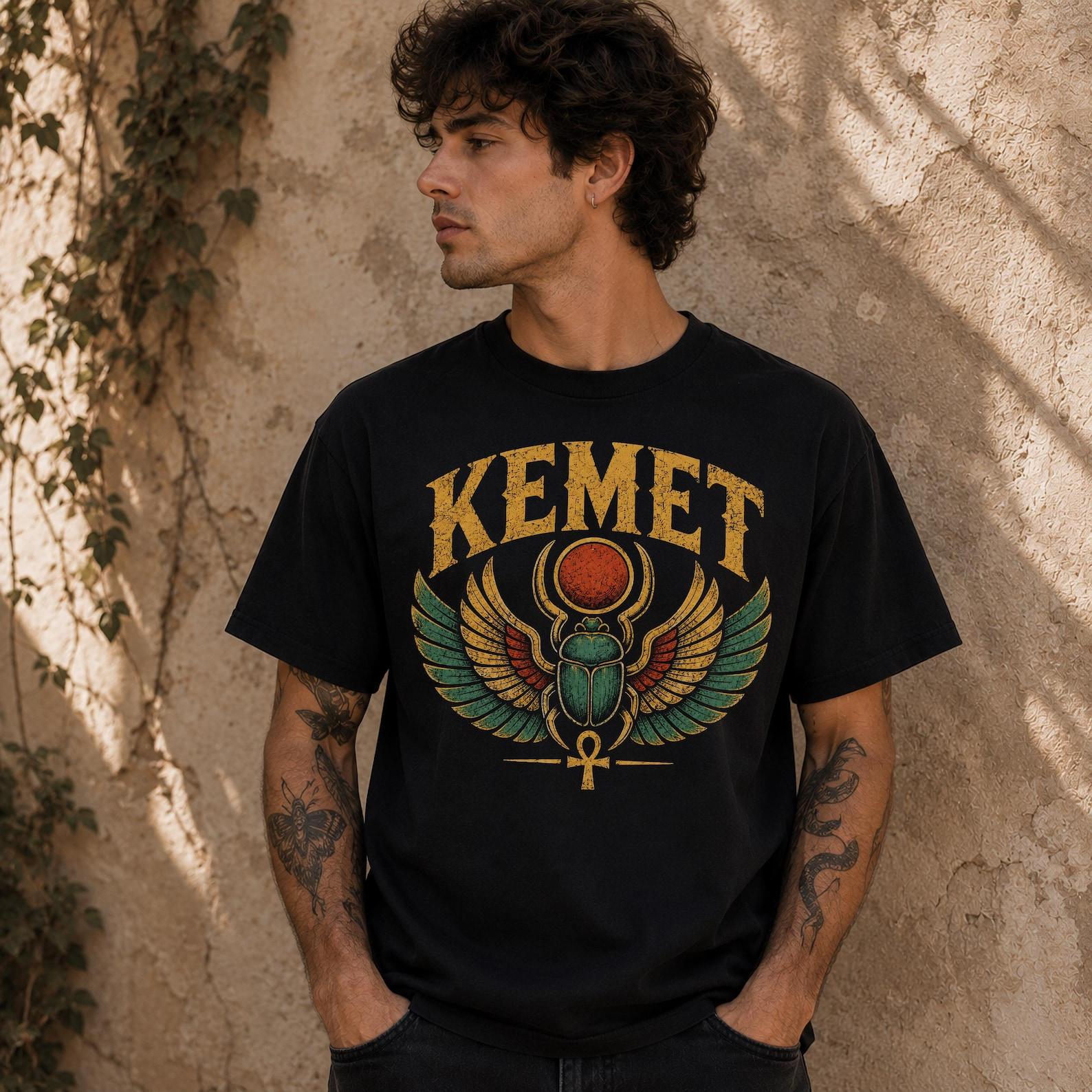 Kemet Shirt: Ancient Egypt T-Shirt | Egyptian Winged Scarab Tee | Kemetic Pagan Unisex Tee | Egyptian Mythology Lovers Gift 4XL