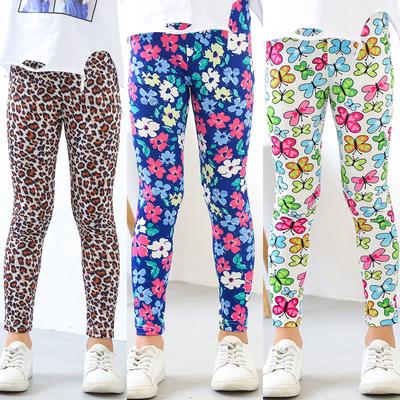 Comfortable and Breathable Girls' Leggings for Spring and Summer Thin Baby Pants, Elastic Slim Fit Printed Pants