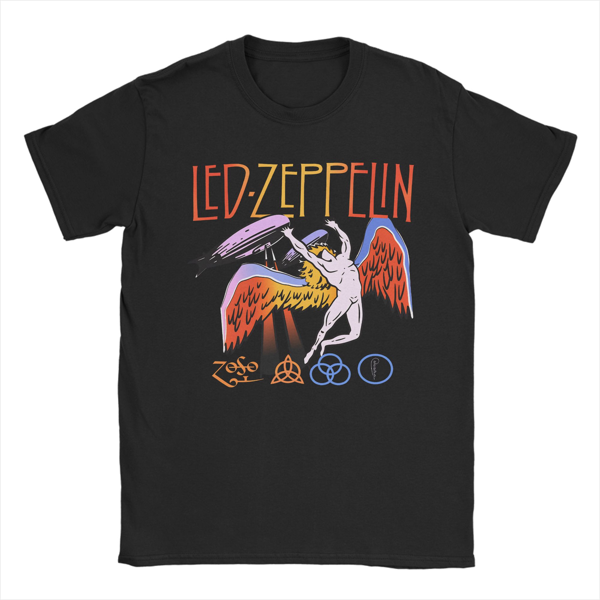 

Rock band Led Zeppelins falling angel TShirt for Men Funny Pure Cotton Tee Shirt Crew Neck Short Sleeve T Shirts Graphic Tops S