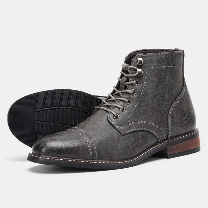 Stivali da Uomo alla Moda Stivali Casual in Pelle di Alta Qualità Classici Stringati Stivaletto alla Caviglia Stivali Eleganti da Uomo per il Lavoro Oxford High Top Botas
