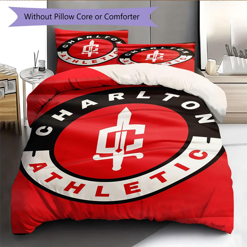 Charlton Athletic Pattern Bedding Home Decoration Birthday Gift ( 1 duvet cover + 2 pillowcase, without core),fan merchandise.