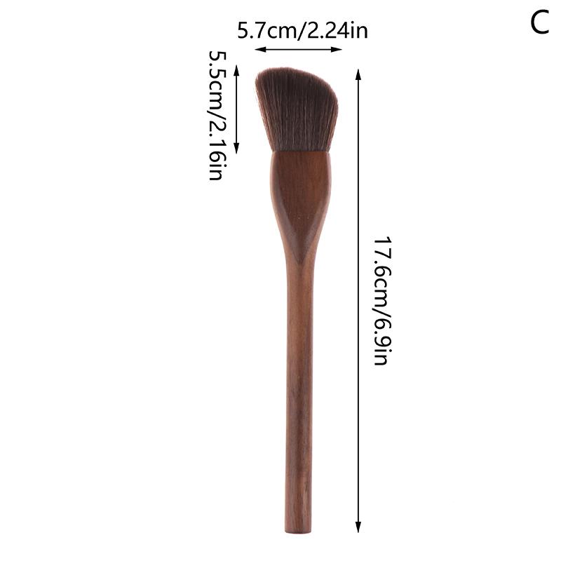 

1Pc Vintage Wood Handle Makeup Brush High Quality Walnut Loose Powder Blush Foundation Contour Brush C