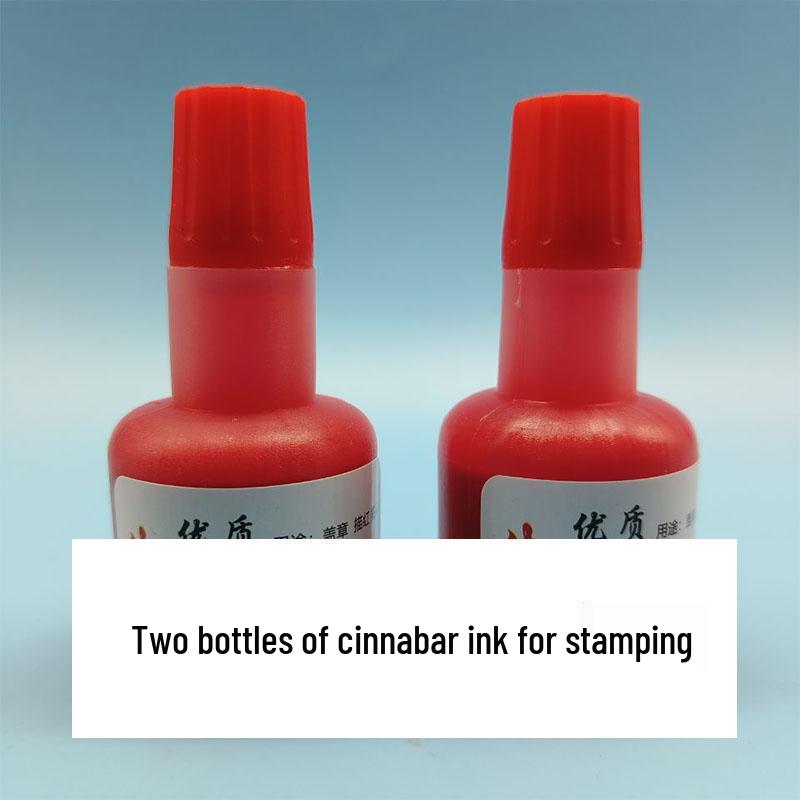 Big Red Cinnabar Vermilion Ink Stick & Liquid for Small Regular Script Sutra Writing, Imported Cinnabar Ink Pad
