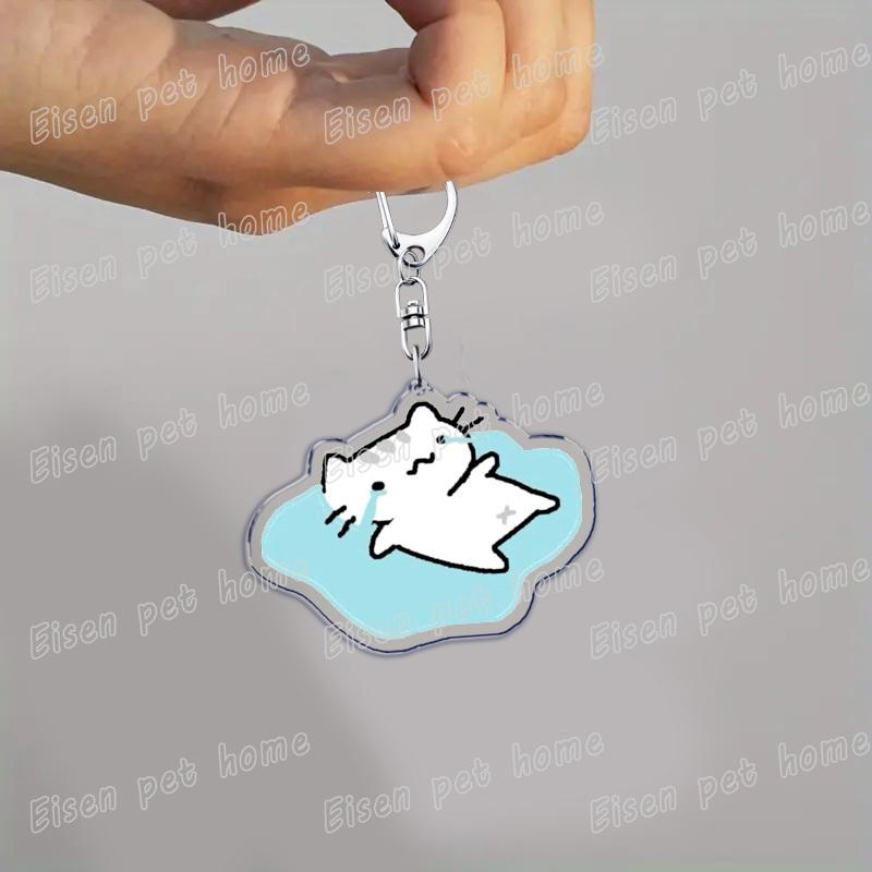 Cute Cat Cartoon Keychains for Accessories Bag Funny Meme Kawaii  Strawberry Kitten KeyChain Ring Jewelry Fans Gifts Keyrings
