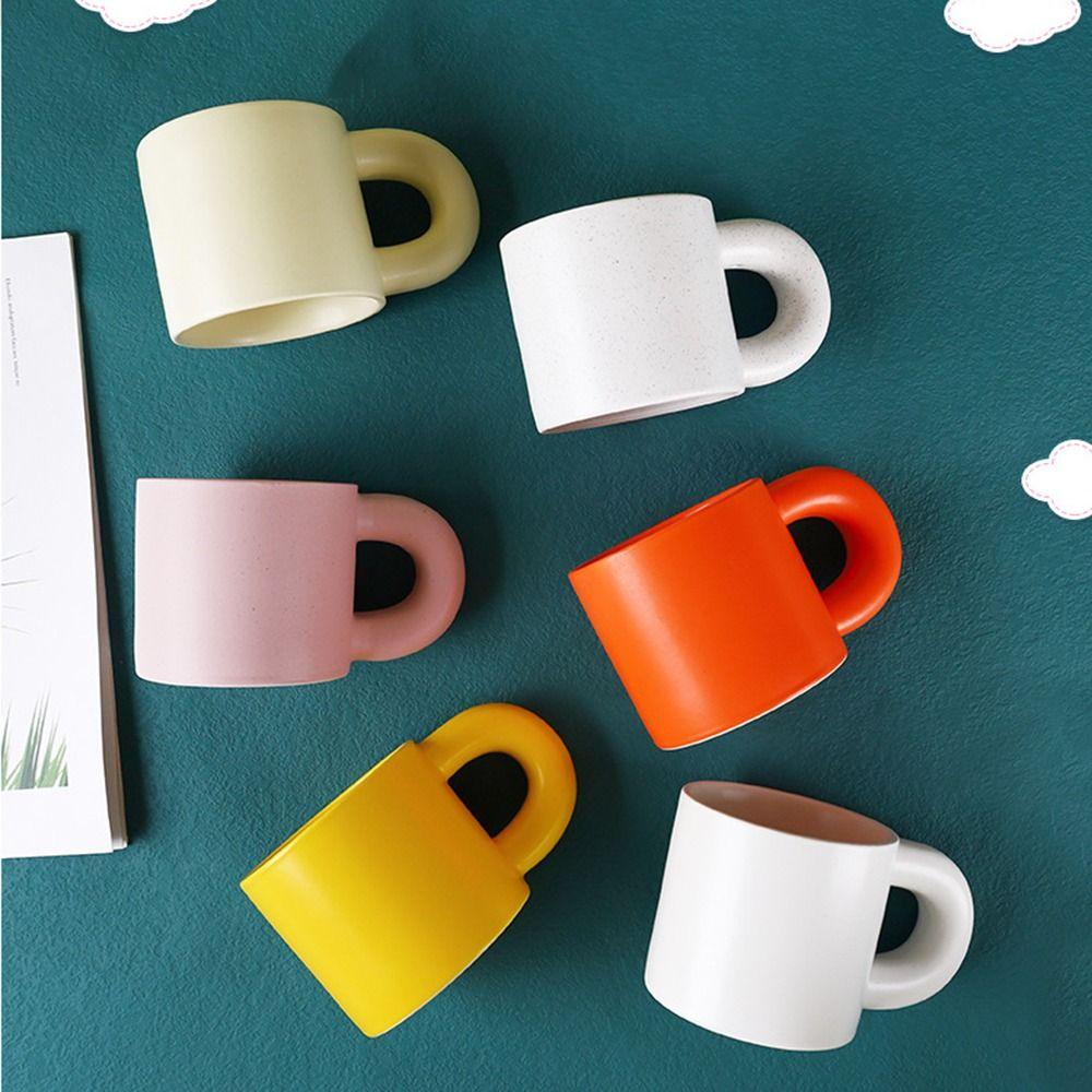 Fat Round Handgrip Novelty Cups Ceramic Cute Fat Handle Cup Personalized Milk Container  Home