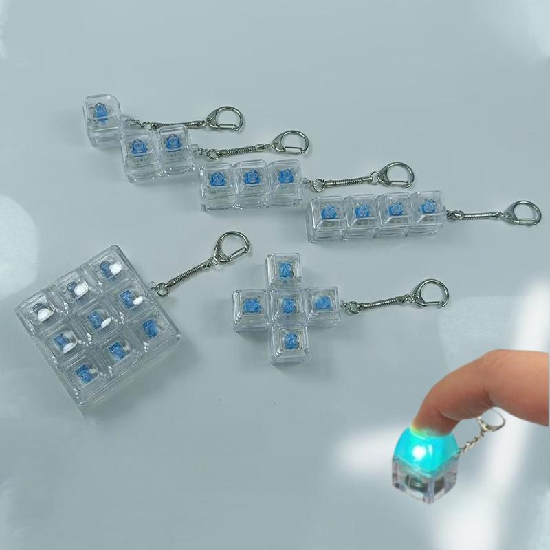 Klíčenka s tlačítkem klávesnice 1/4/9 kláves Fidget hračky Vtipné dekompresní tlačítko Keycaps Hračky na uvolnění stresu pro prsty Děti