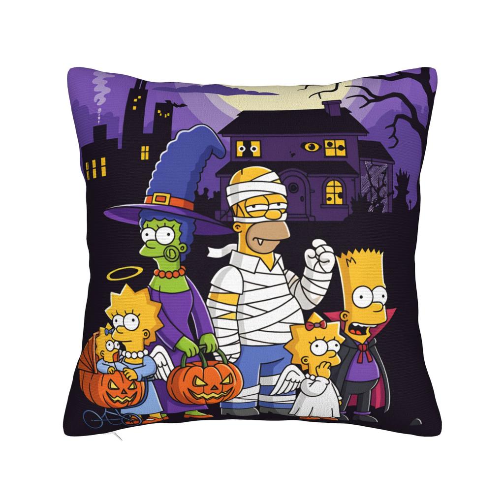 Pillow Cover SSimpsons Spooky Springfield Shenanigans Halloween Novelty Pillow Case For Couch Sofa Bedroom Pillowcases