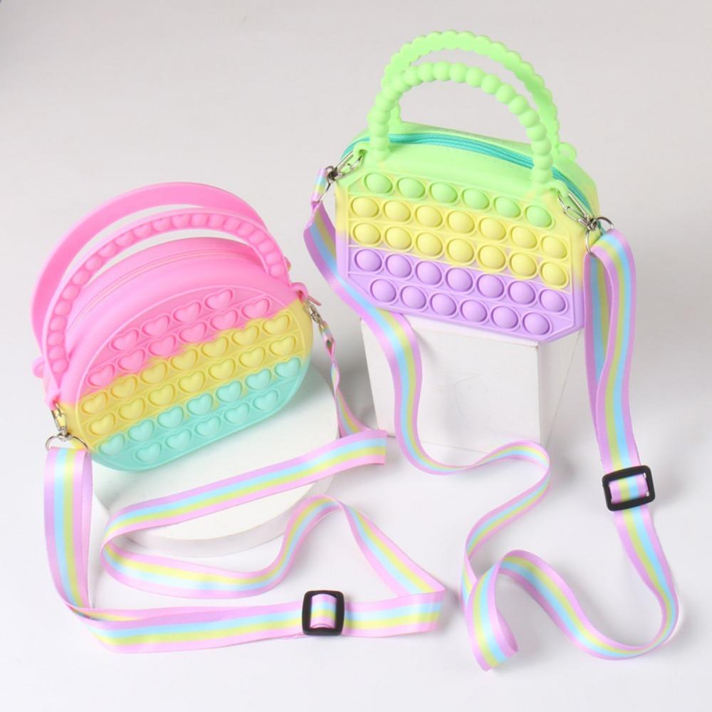 Silicone Children's Bag, Pinch Le Silicone Wallet, Girl's Semi-circular, Cartoon Handheld Zero Wallet Bubble Le Bag